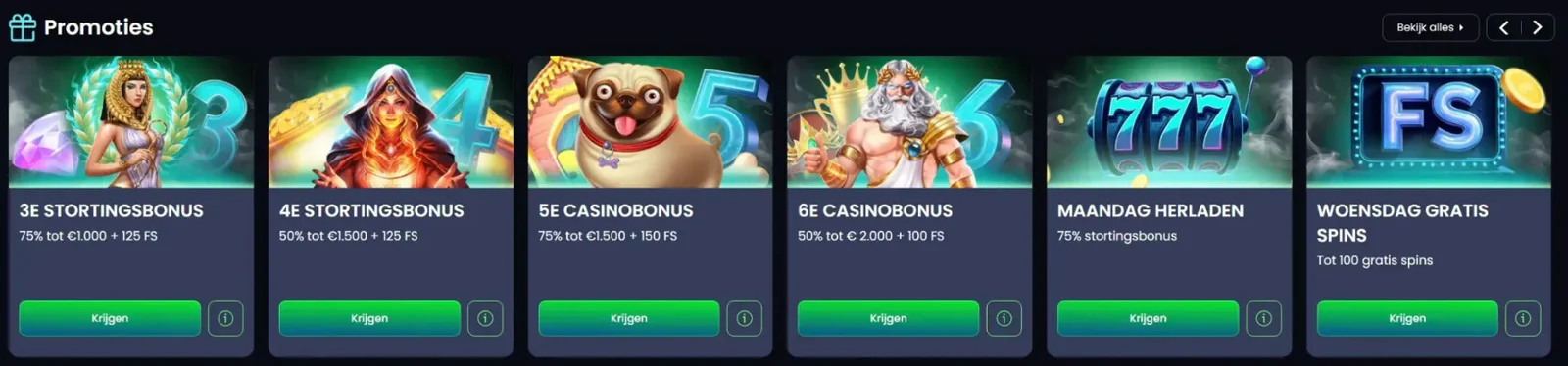 Megabet promoties met stortingsbonussen en gratis spins