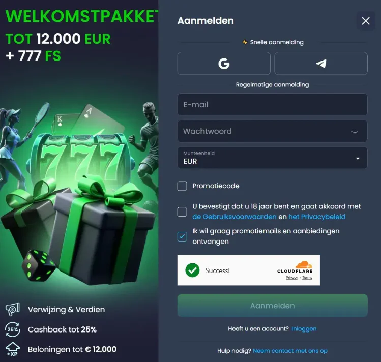 Megabet welkomstpakket tot €12.000 en 777 gratis spins bij registratie